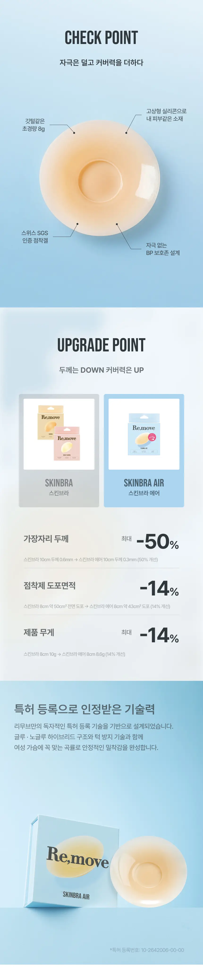[밀착특허기술] 리무브 스킨브라 에어 (8cm, 10cm) 상세페이지 3
